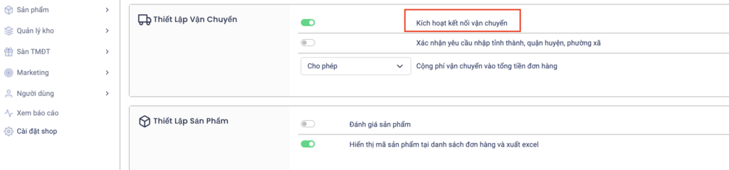 Hướng dẫn liên kết vận chuyển trên XSale